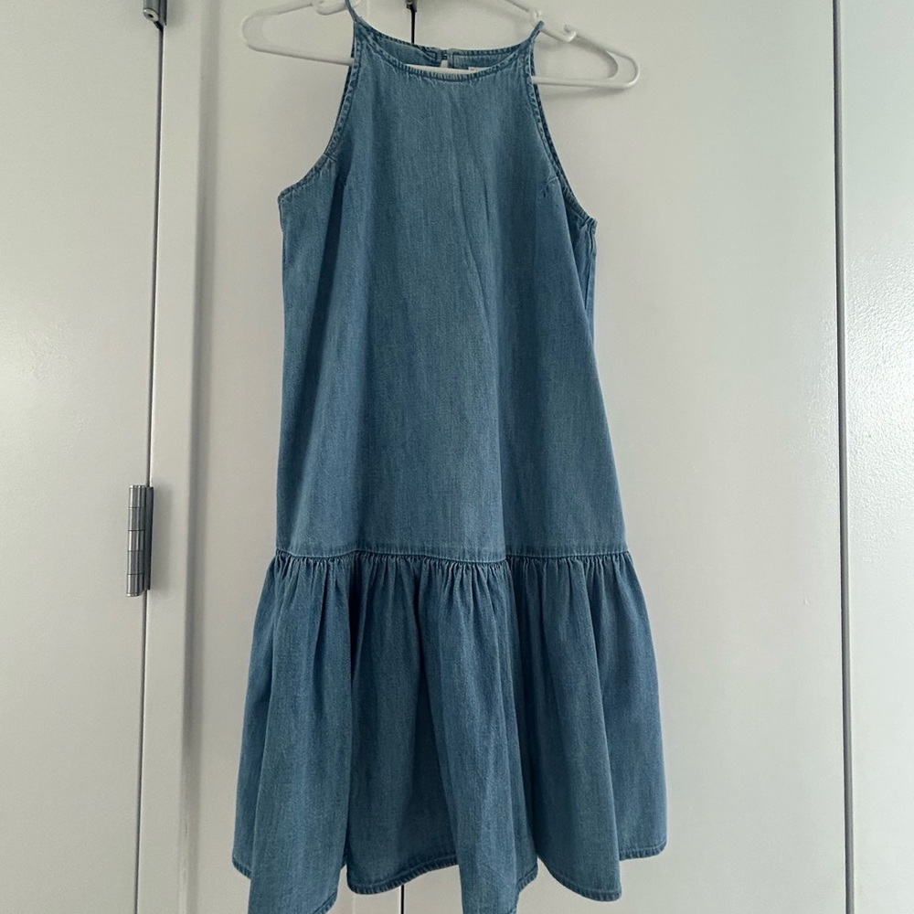 Mango Strapless Blue Denim Dress